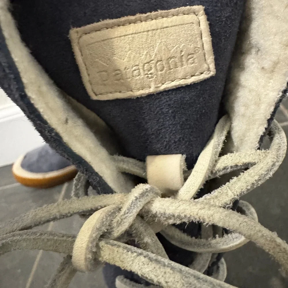 Patagonia Snow Boots Kids Sz 10 Heritage Blue Suede Lace Up Winter Outdoors Rare